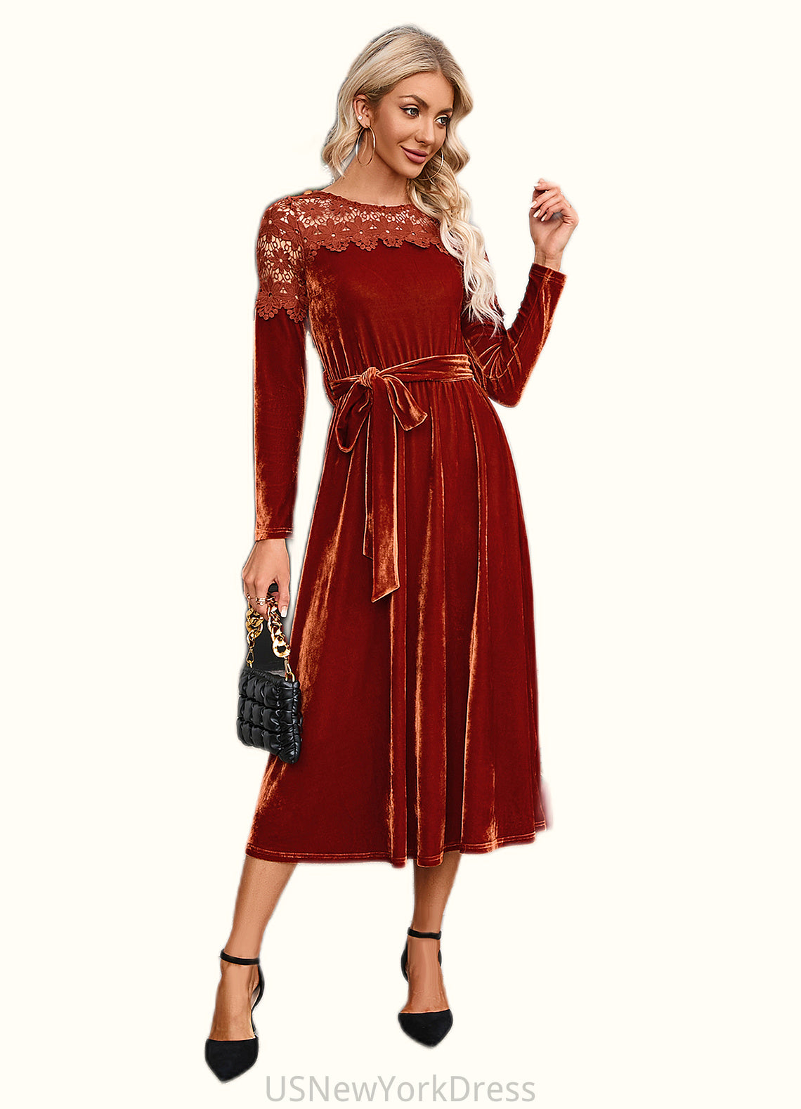 Alyson Scoop Elegant A-line Velvet Dresses DJP0022496