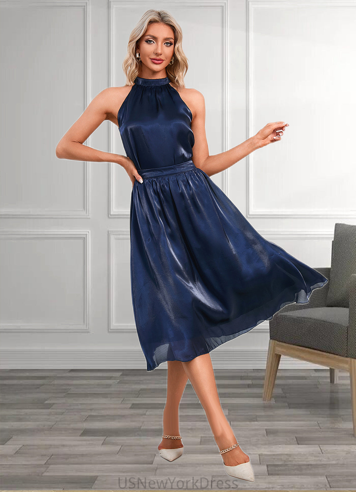 Kyla High Neck Elegant Separates Polyester Dresses DJP0022509