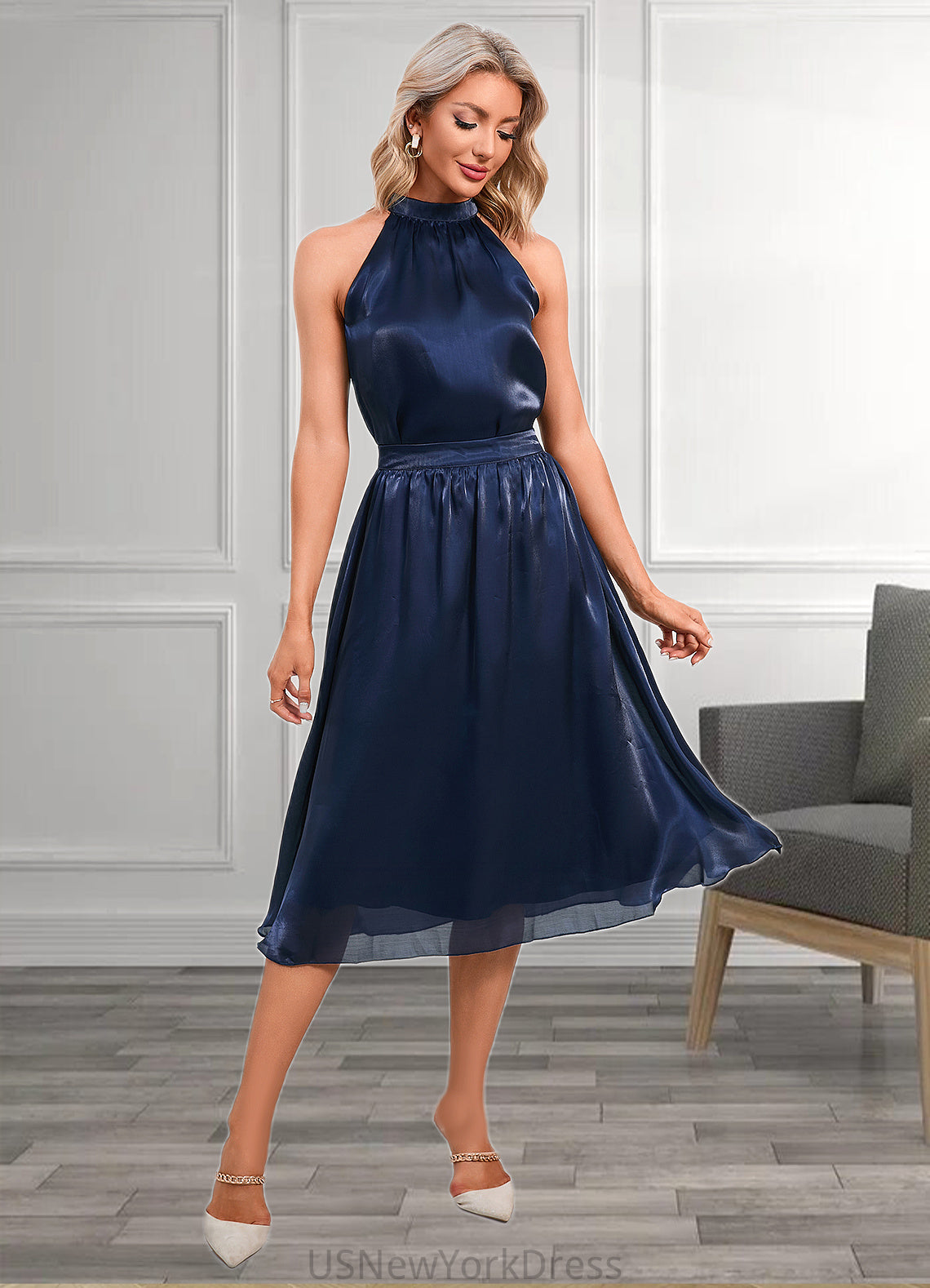 Kyla High Neck Elegant Separates Polyester Dresses DJP0022509