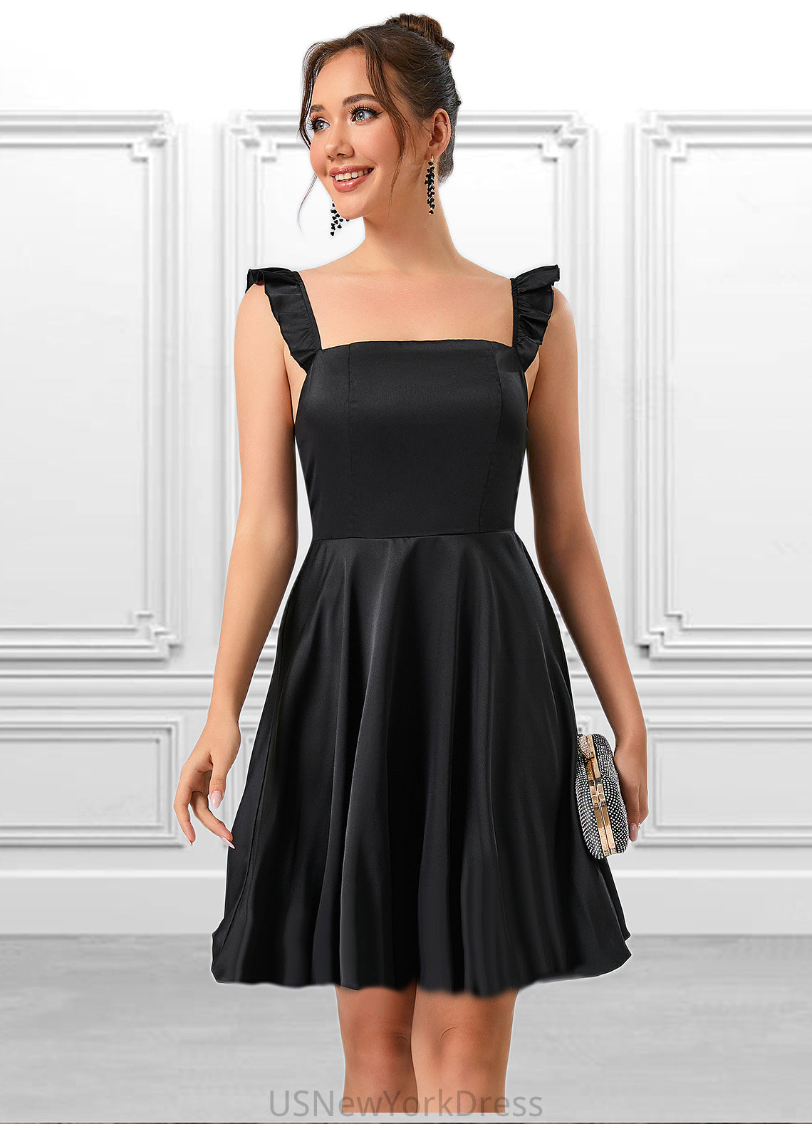 Paola Square A-line Satin Dresses DJP0022546