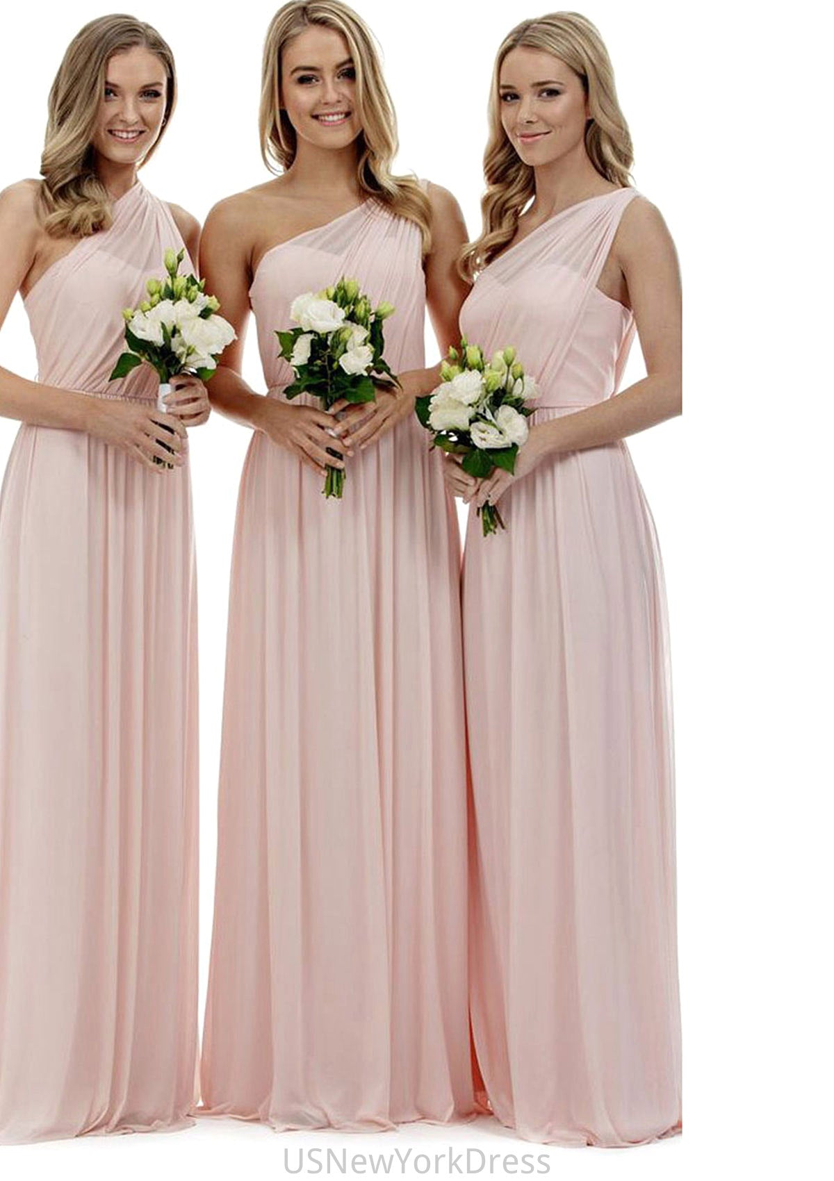 A-Line/Princess One-Shoulder Long/Floor-Length Chiffon Bridesmaid Dresses Skye DJP0025329