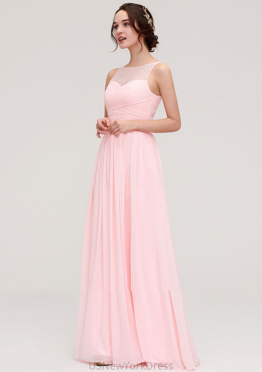 Sleeveless Chiffon A-line/Princess Long/Floor-Length Wedding Party Bridesmaid Dresses With Pleated Lace Ashlynn DJP0025332