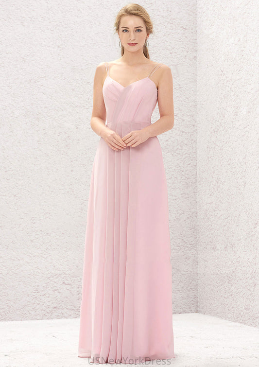 A-line Sweetheart Sleeveless Long/Floor-Length Chiffon Bridesmaid Dresses With Pleated Hailey DJP0025335