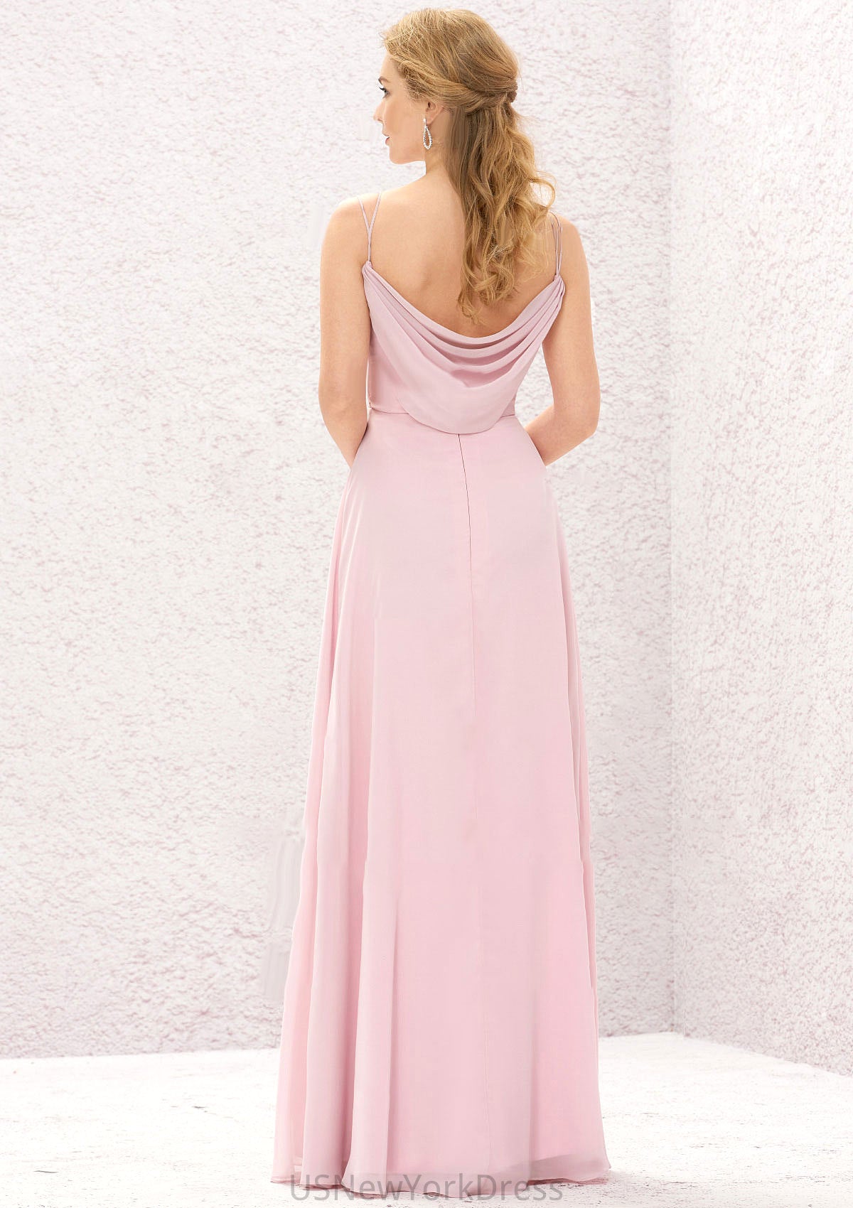 A-line Sweetheart Sleeveless Long/Floor-Length Chiffon Bridesmaid Dresses With Pleated Hailey DJP0025335