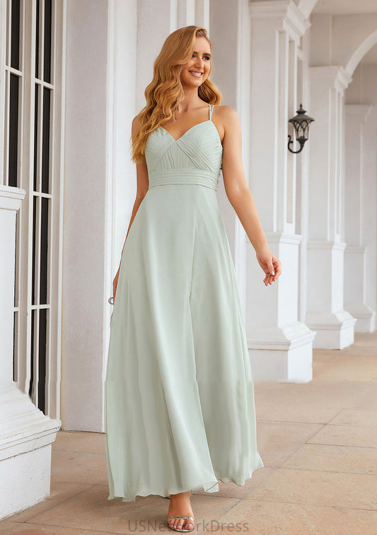 A-line Sweetheart Sleeveless Long/Floor-Length Chiffon Bridesmaid Dresses With Pleated Split.co.uk Ingrid DJP0025339