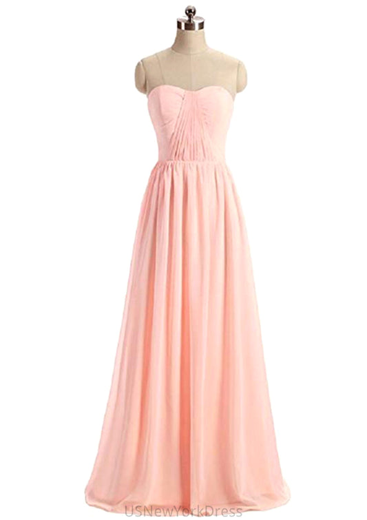 Sweetheart Sleeveless Long/Floor-Length A-Line/Princess Chiffon Bridesmaid Dresses Marlene DJP0025418