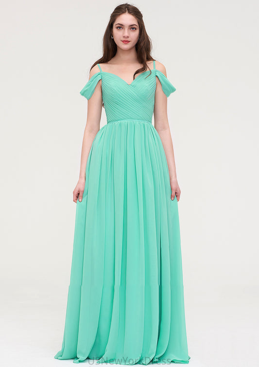 Sweetheart Sleeveless Long/Floor-Length Chiffon A-line/Princess Bridesmaid Dresses With Pleated Cheryl DJP0025422