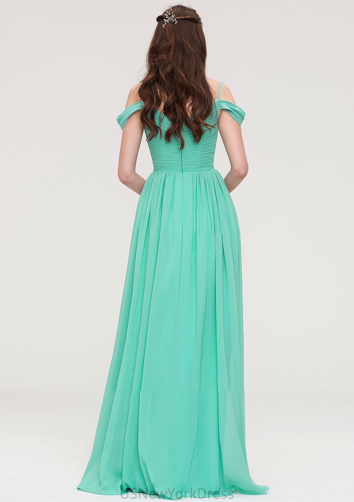 Sweetheart Sleeveless Long/Floor-Length Chiffon A-line/Princess Bridesmaid Dresses With Pleated Cheryl DJP0025422