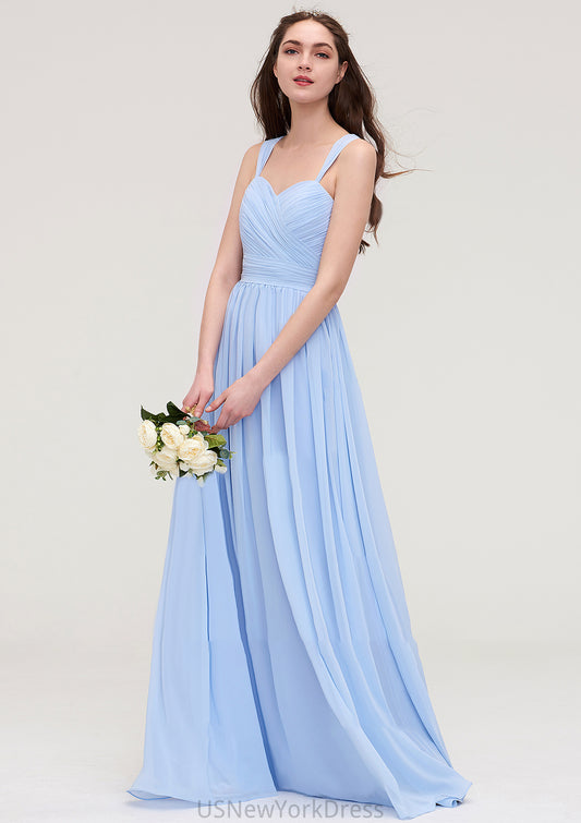 Sleeveless Sweetheart Long/Floor-Length Chiffon A-line/Princess Bridesmaid Dresses With Pleated Jode DJP0025437