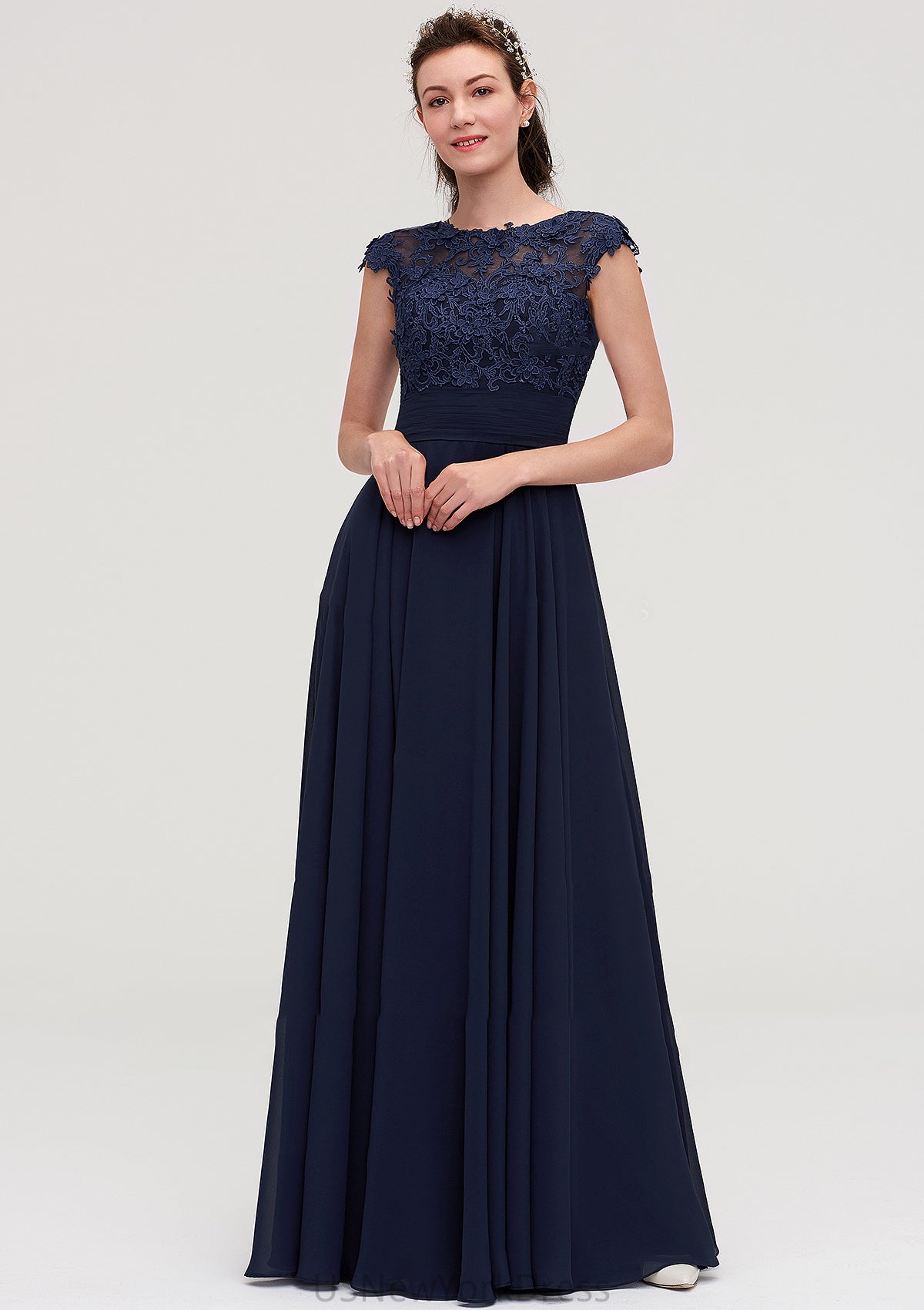 Sleeveless Chiffon A-line/Princess Long/Floor-Length Bridesmaid Dresseses With Appliqued Marianna DJP0025455