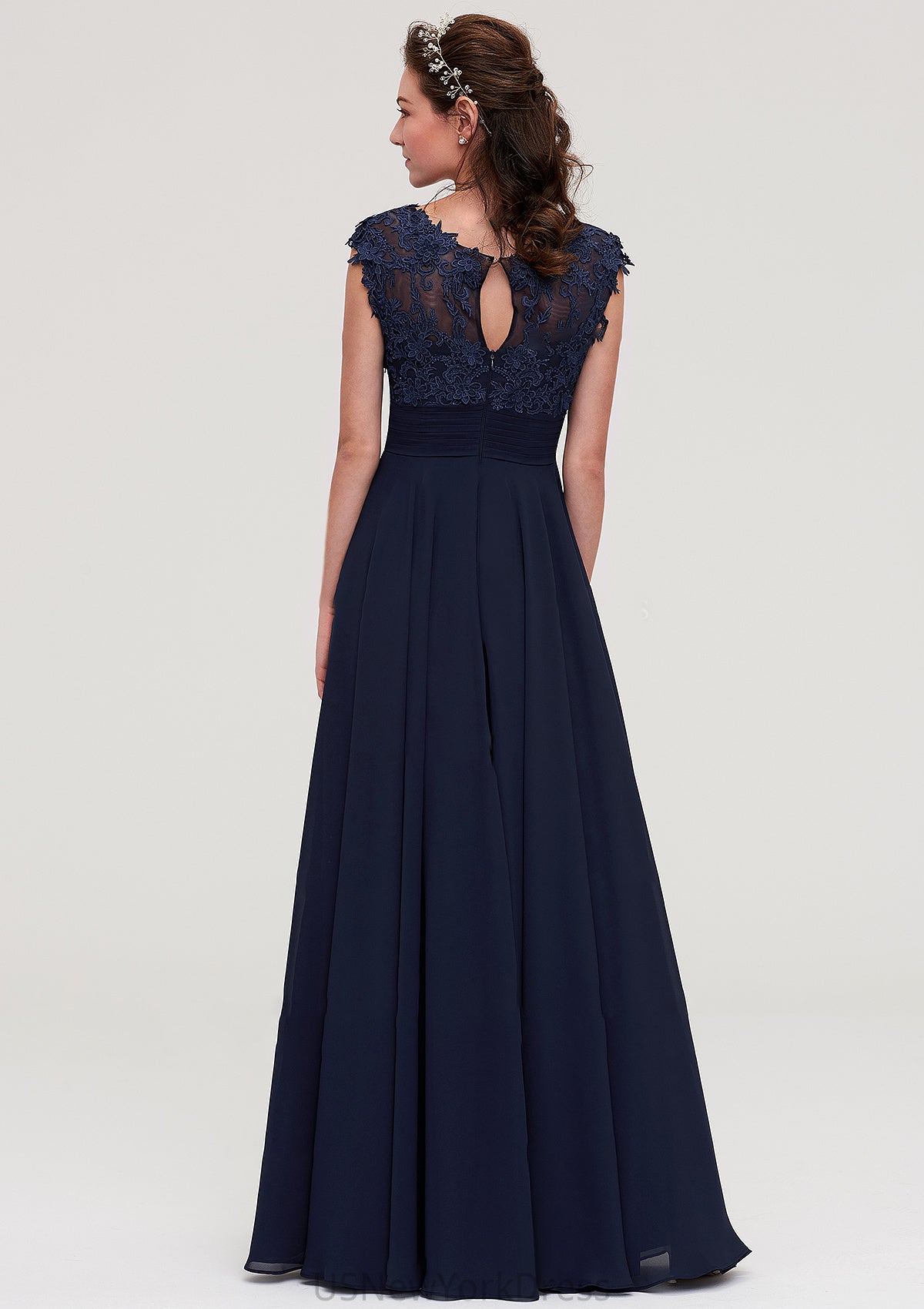 Sleeveless Chiffon A-line/Princess Long/Floor-Length Bridesmaid Dresseses With Appliqued Marianna DJP0025455