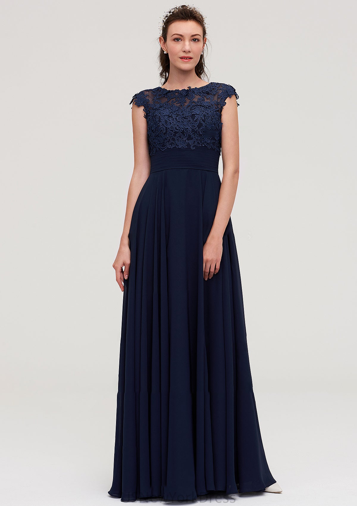 Sleeveless Chiffon A-line/Princess Long/Floor-Length Bridesmaid Dresseses With Appliqued Marianna DJP0025455