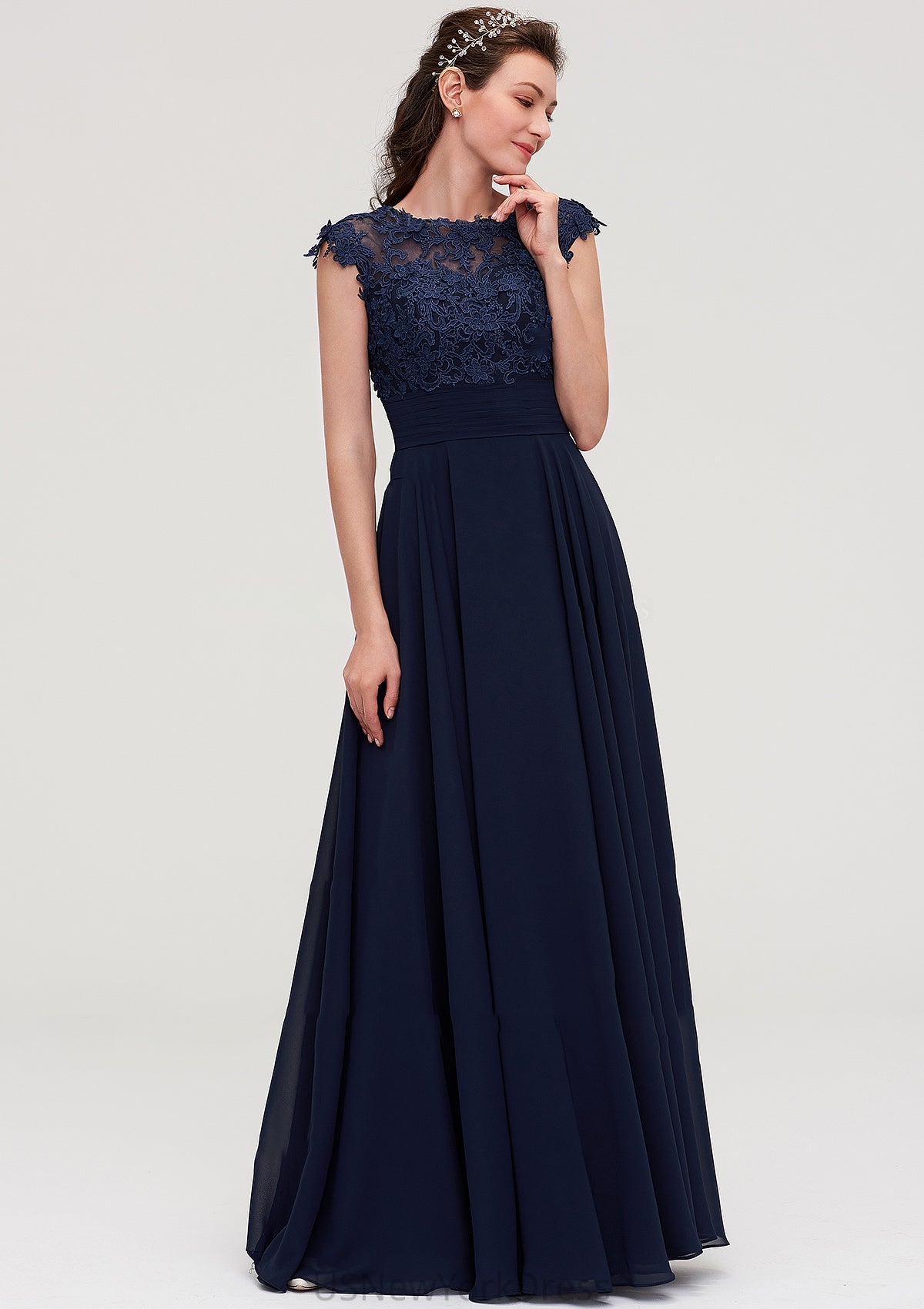 Sleeveless Chiffon A-line/Princess Long/Floor-Length Bridesmaid Dresseses With Appliqued Marianna DJP0025455