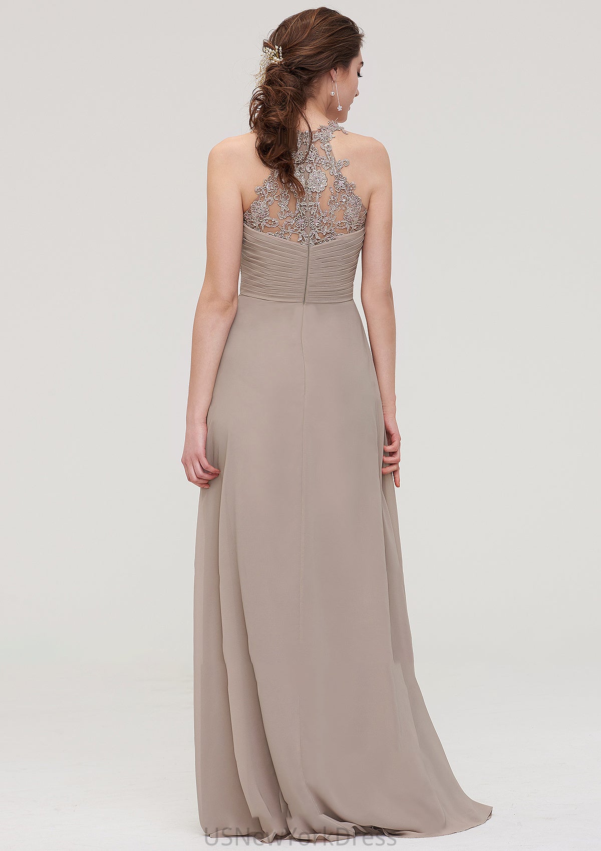 Sleeveless Sweetheart Long/Floor-Length Chiffon A-line/Princess Bridesmaid Dresses With Pleated Lace Mildred DJP0025457