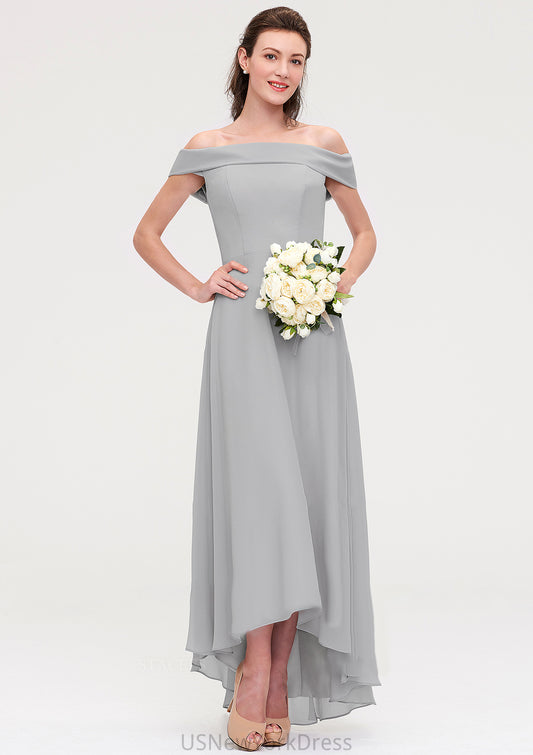 Off-the-Shoulder Sleeveless Asymmetrical Chiffon A-line/Princess Bridesmaid Dresseses Gladys DJP0025465