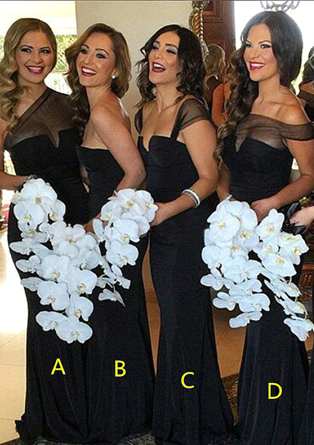 Sweetheart Sleeveless Long/Floor-Length Sheath/Column Elastic Satin Bridesmaid Dresses Jeanie DJP0025542