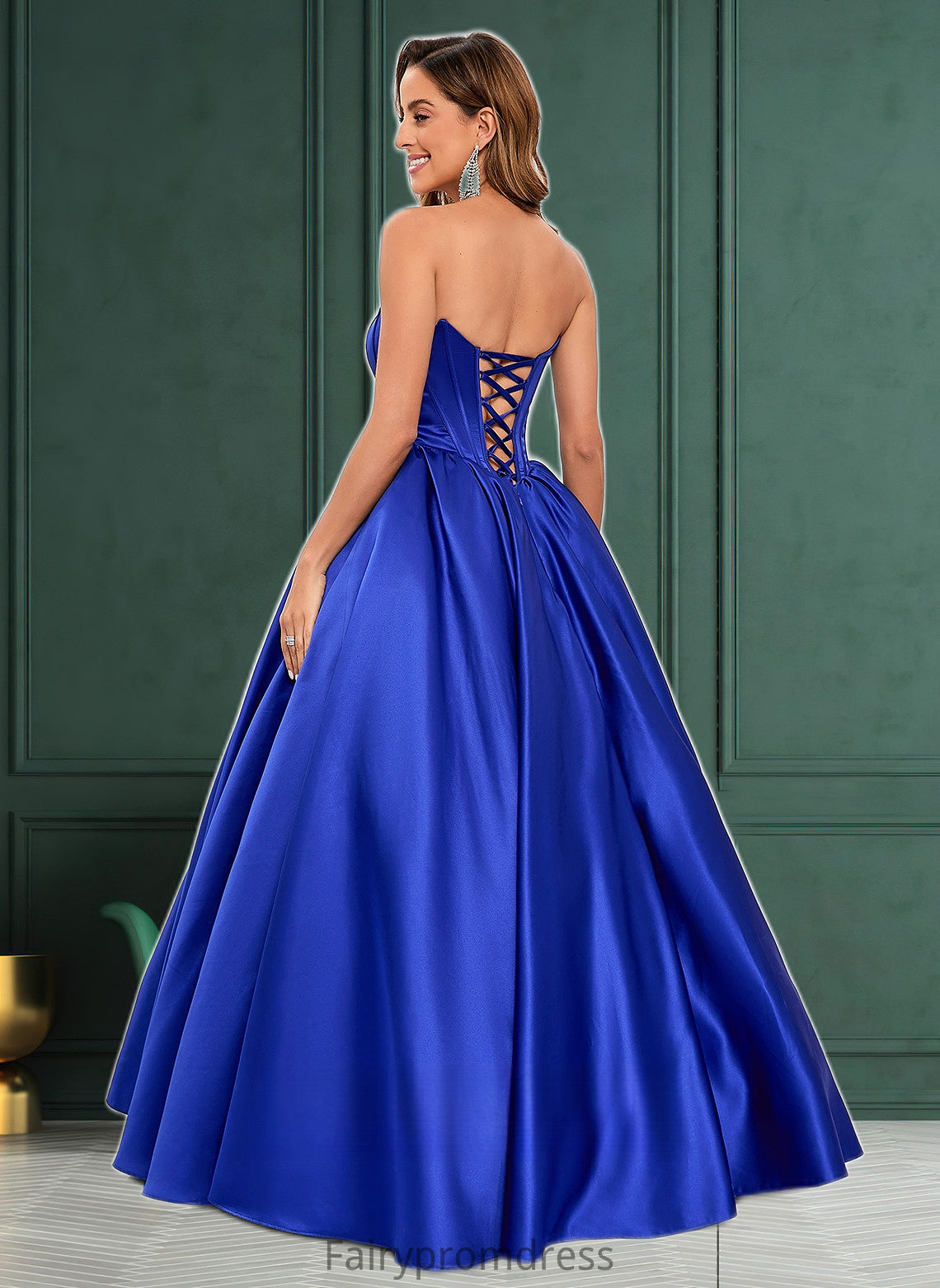 Abigail Ball-Gown/Princess Straight Floor-Length Satin Prom Dresses DJP0025831