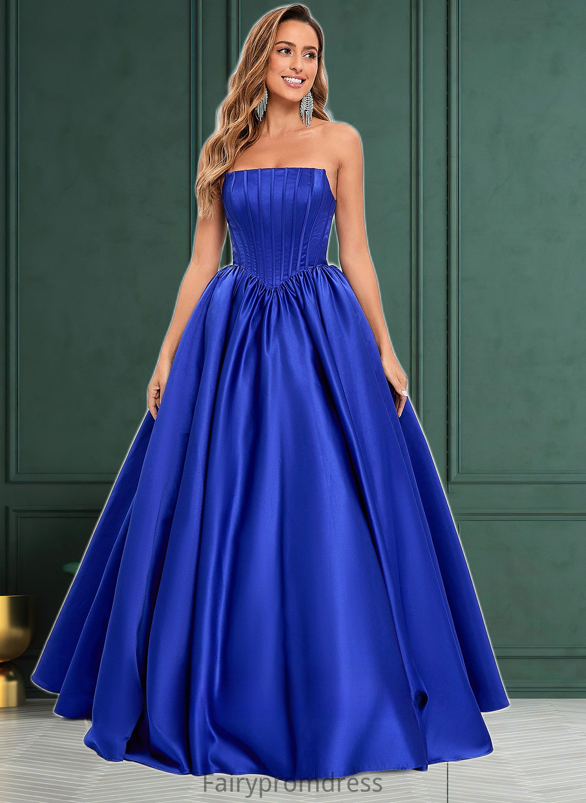 Abigail Ball-Gown/Princess Straight Floor-Length Satin Prom Dresses DJP0025831