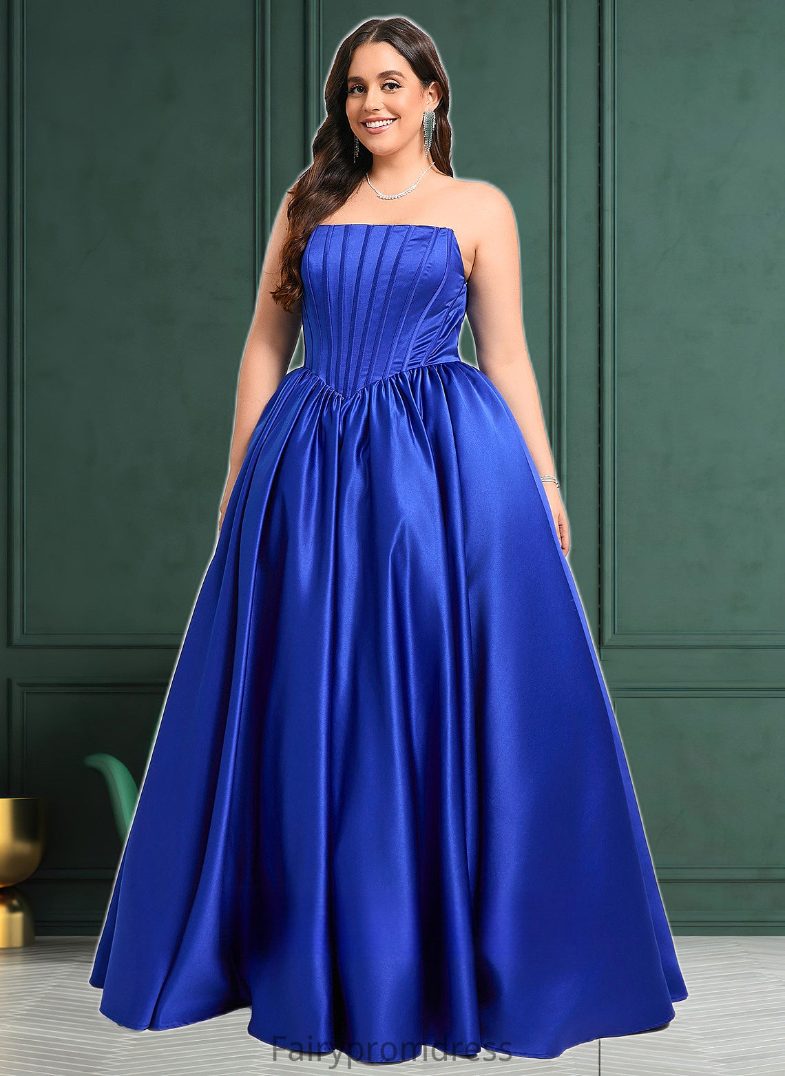 Abigail Ball-Gown/Princess Straight Floor-Length Satin Prom Dresses DJP0025831