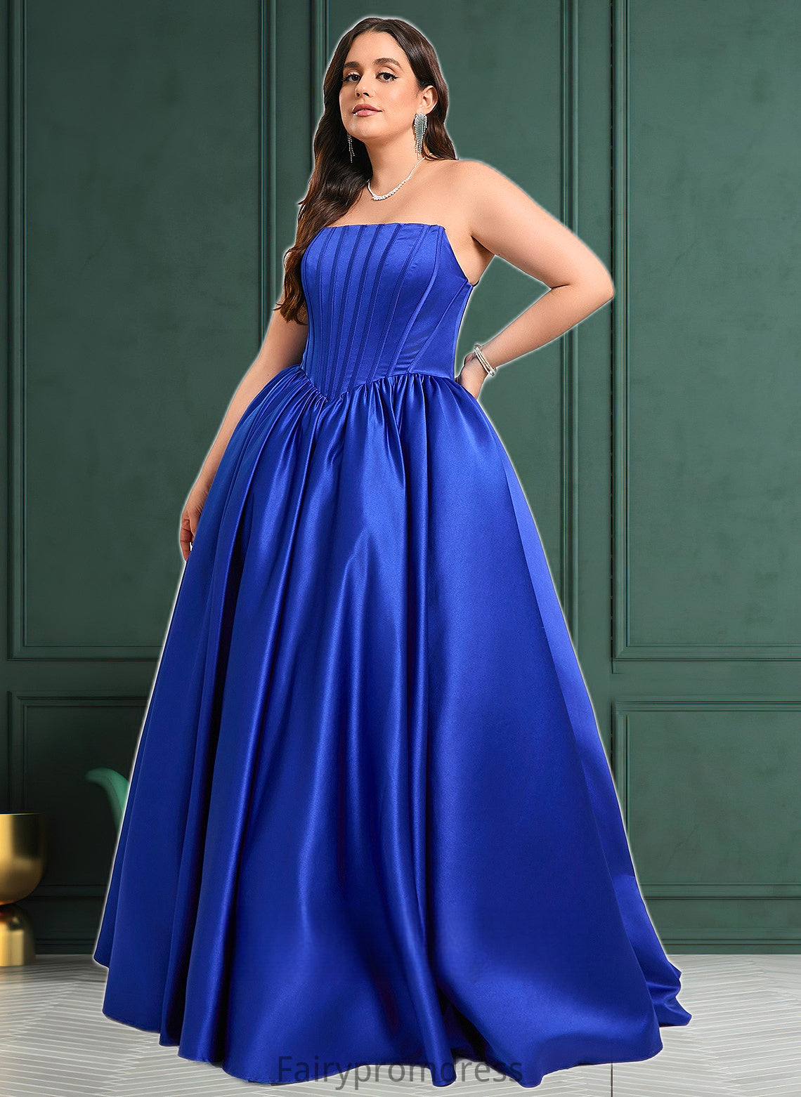 Abigail Ball-Gown/Princess Straight Floor-Length Satin Prom Dresses DJP0025831