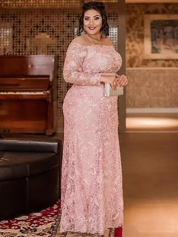 Lindsay Sheath/Column Lace Applique Scoop Long Sleeves Floor-Length Mother of the Bride Dresses DJP0020399