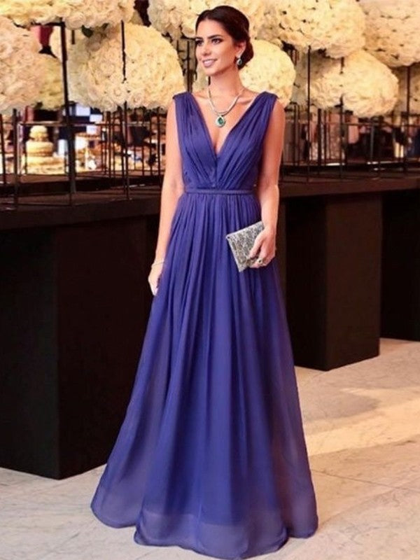 Hazel A-Line/Princess 30D Chiffon Ruffles V-neck Sleeveless Floor-Length Mother of the Bride Dresses DJP0020440