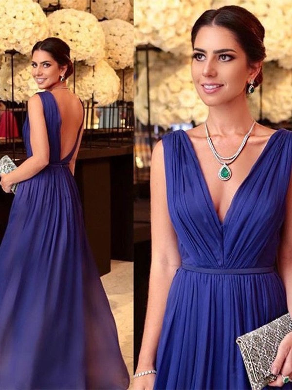 Hazel A-Line/Princess 30D Chiffon Ruffles V-neck Sleeveless Floor-Length Mother of the Bride Dresses DJP0020440