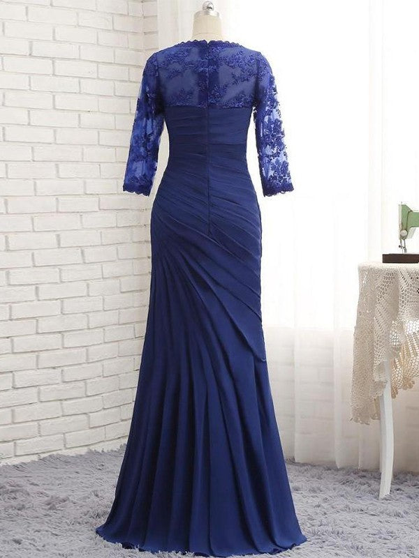 Nellie Trumpet/Mermaid Chiffon Lace Sweetheart 3/4 Sleeves Floor-Length Mother of the Bride Dresses DJP0020442