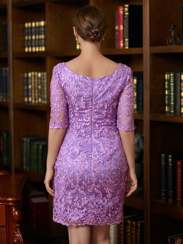 Marilyn Sheath/Column Lace V-neck 1/2 Sleeves Short/Mini Mother of the Bride Dresses DJP0020367