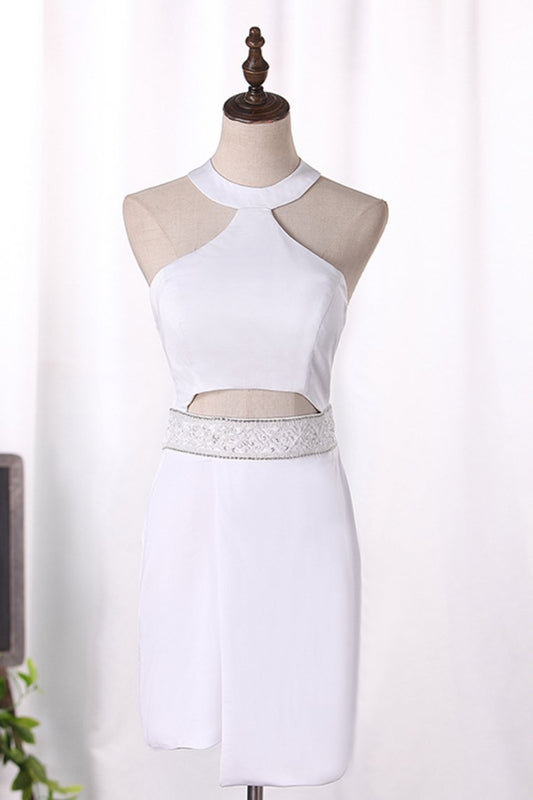 2024 New Arrival Cocktail Dresses Halter Open Back Spandex With Beading