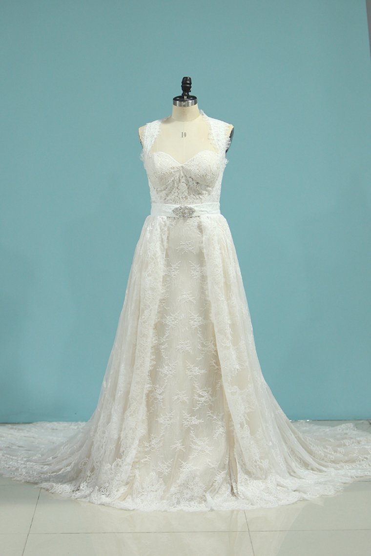 Wedding Dresses Mermaid Lace With Removable Train Cathedral Train