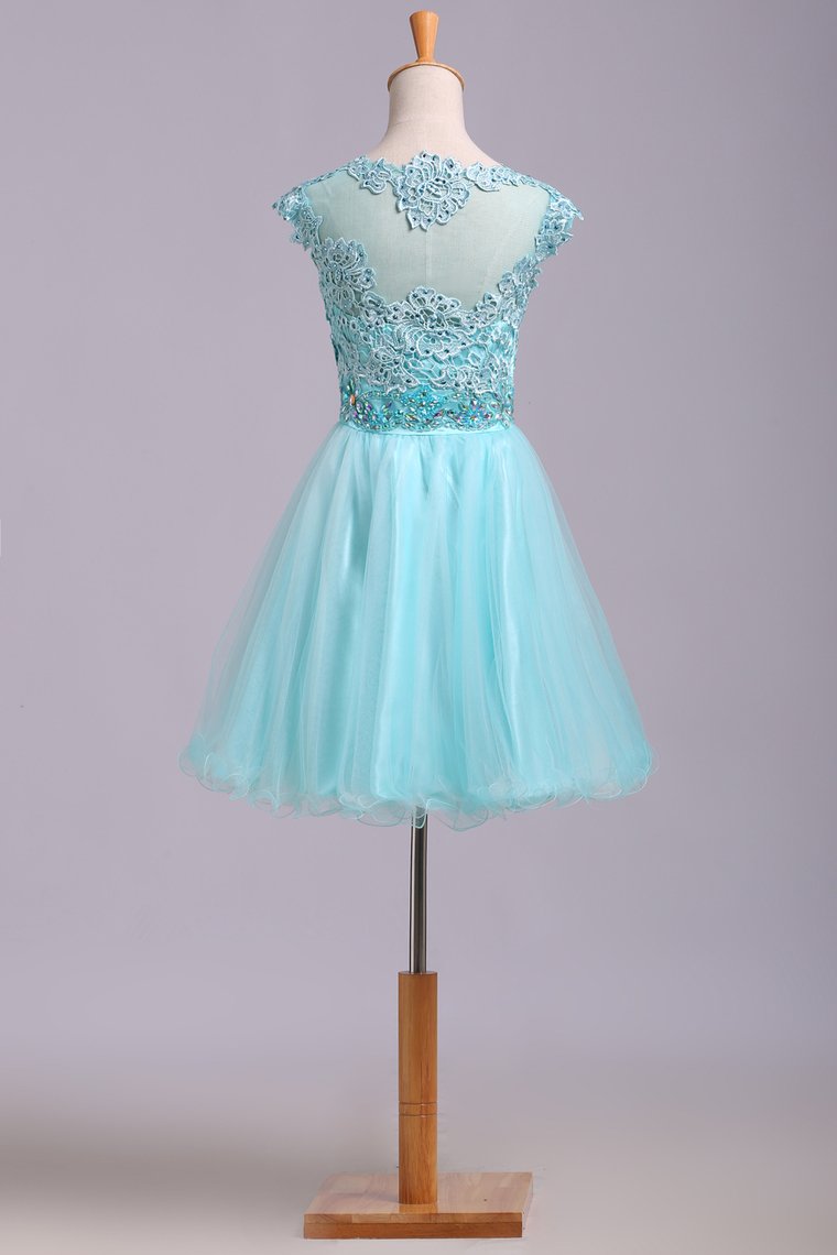 Homecoming Dresses A Line Scoop Short/Mini Tulle&Lace