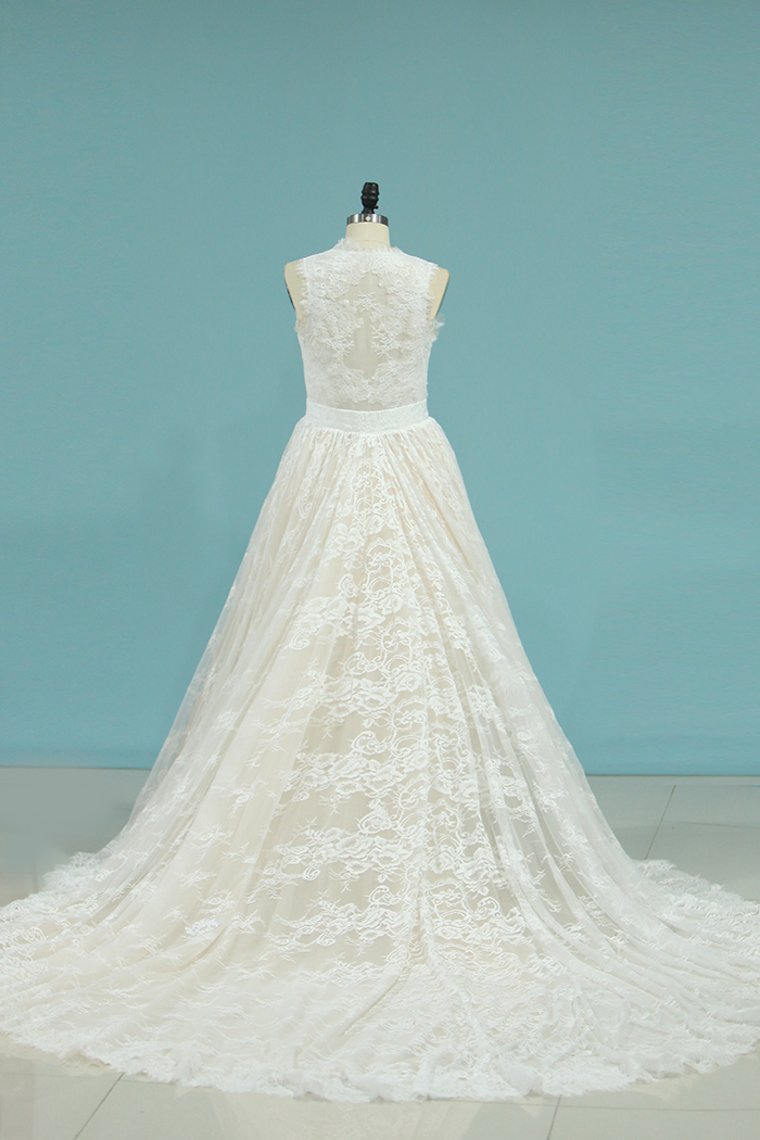 Wedding Dresses Mermaid Lace With Removable Train Cathedral Train