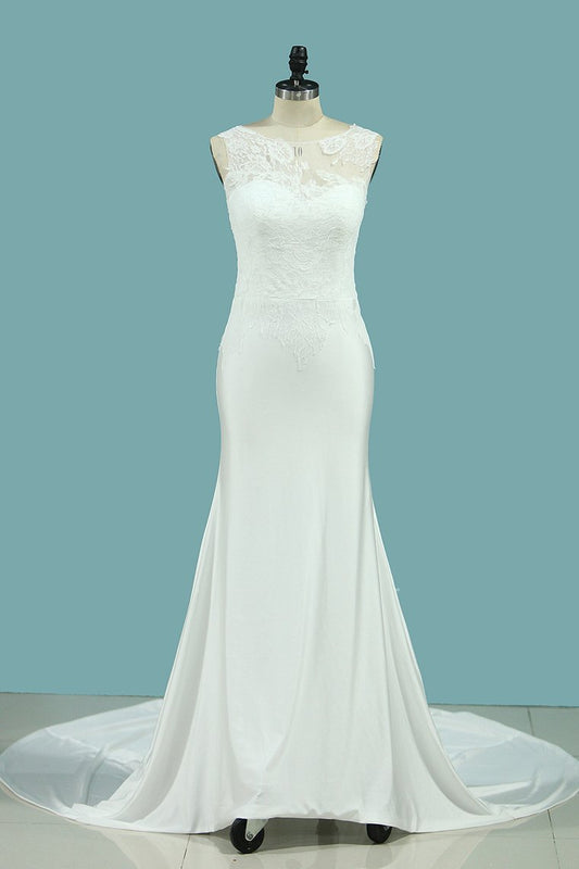 Wedding Dresses Scoop Mermaid With Applique Spandex