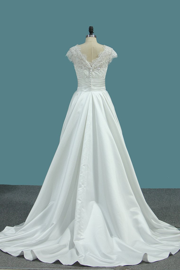 Satin Mermaid Scoop Wedding Dresses With Ruffles Court Train Detachable