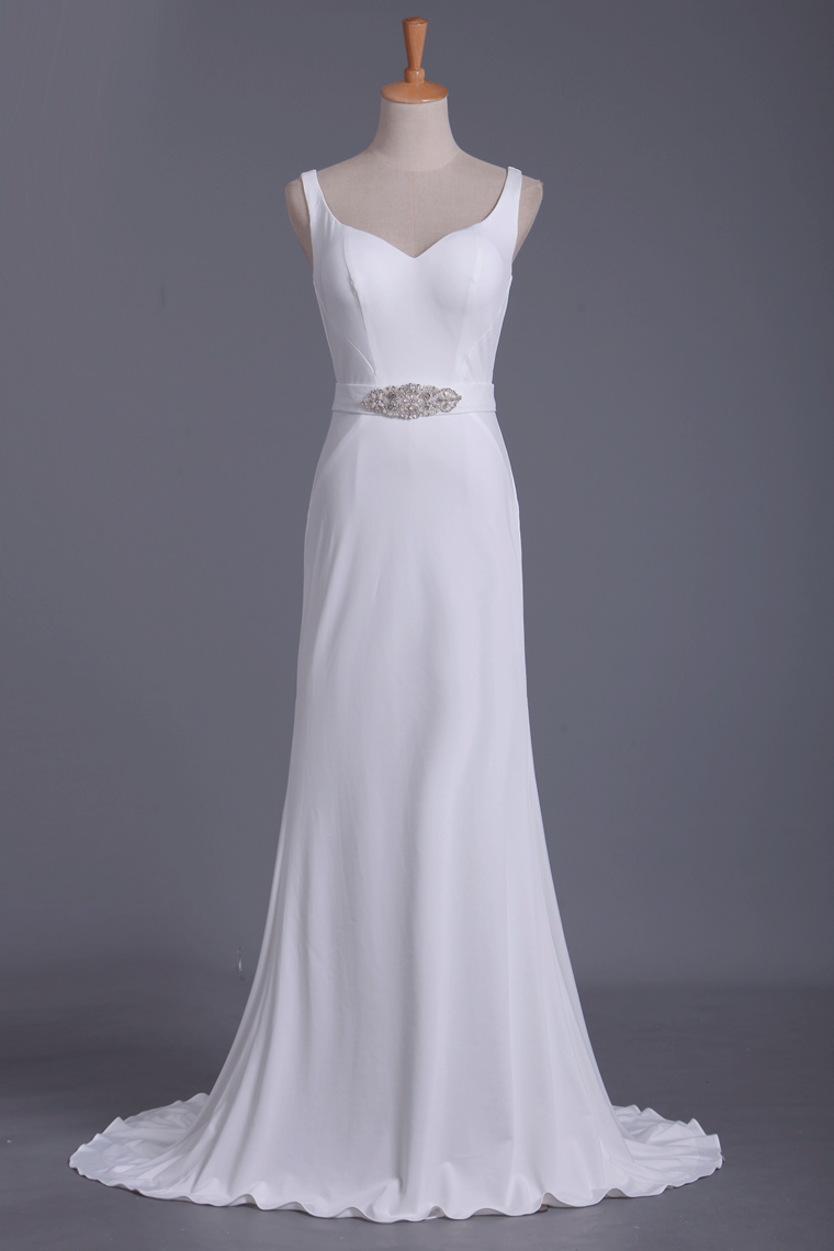 2024 Hot Mermaid V Neck Open Back With Sash Wedding Dresses Spandex