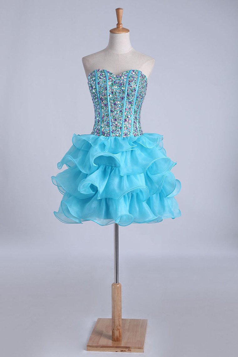 Homecoming Dresses Ball Gown Sweetheart Short/Mini With Rhinestones