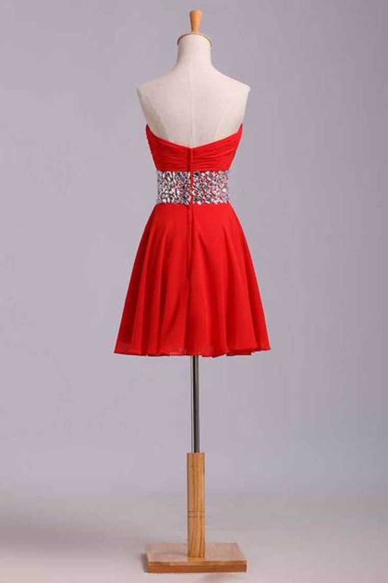 Homecoming Dresses A Line Sweetheart Short/Mini With Rhinestone Chiffon