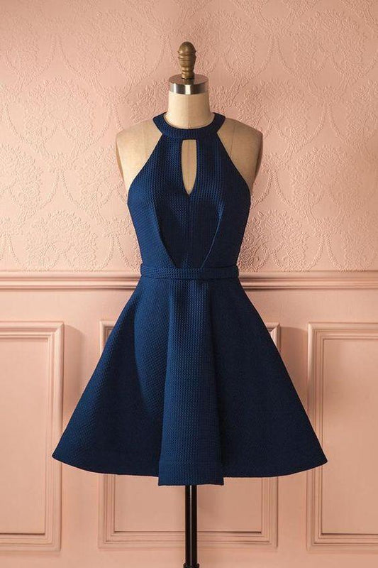 Keyhole Dark Blue Dresses, Short , Dresses Annalise Homecoming Dresses Cocktail CD1357