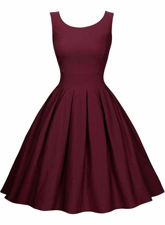 Womens Elegant Round Neck 1950s Retro Cocktail Homecoming Dresses Lynn Dress Pleated CD2024