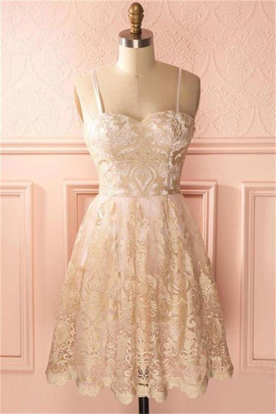 Spaghetti Straps Classy Homecoming Dresses Lace Ayana Cocktail Dresses CD23092