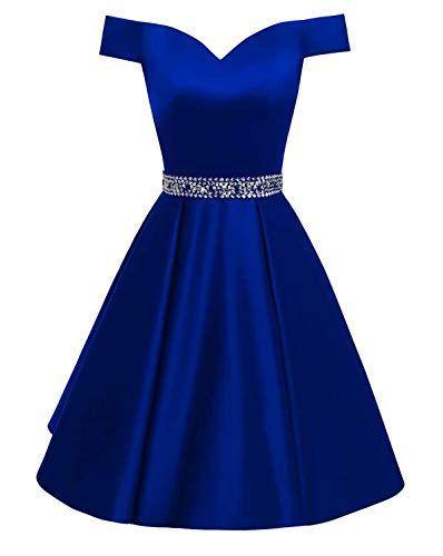 Backless , Beaded Winifred Homecoming Dresses Satin Cocktail Royal Blue A Line Dress CD23327