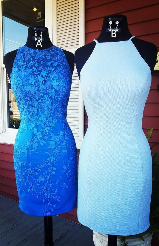 Short Blue, Cocktail Homecoming Dresses Gertrude Fitted Dresses CD3613