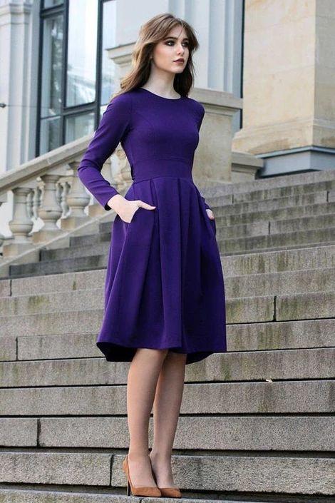 Purple Pat Cocktail Homecoming Dresses Long Sleeves , Boho Dress, Dress CD4589