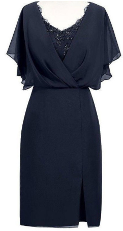 Sheath V-Neck Short Chiffon Homecoming Dresses Julianna Navy Blue Mother Of The Bride With Beading CD821