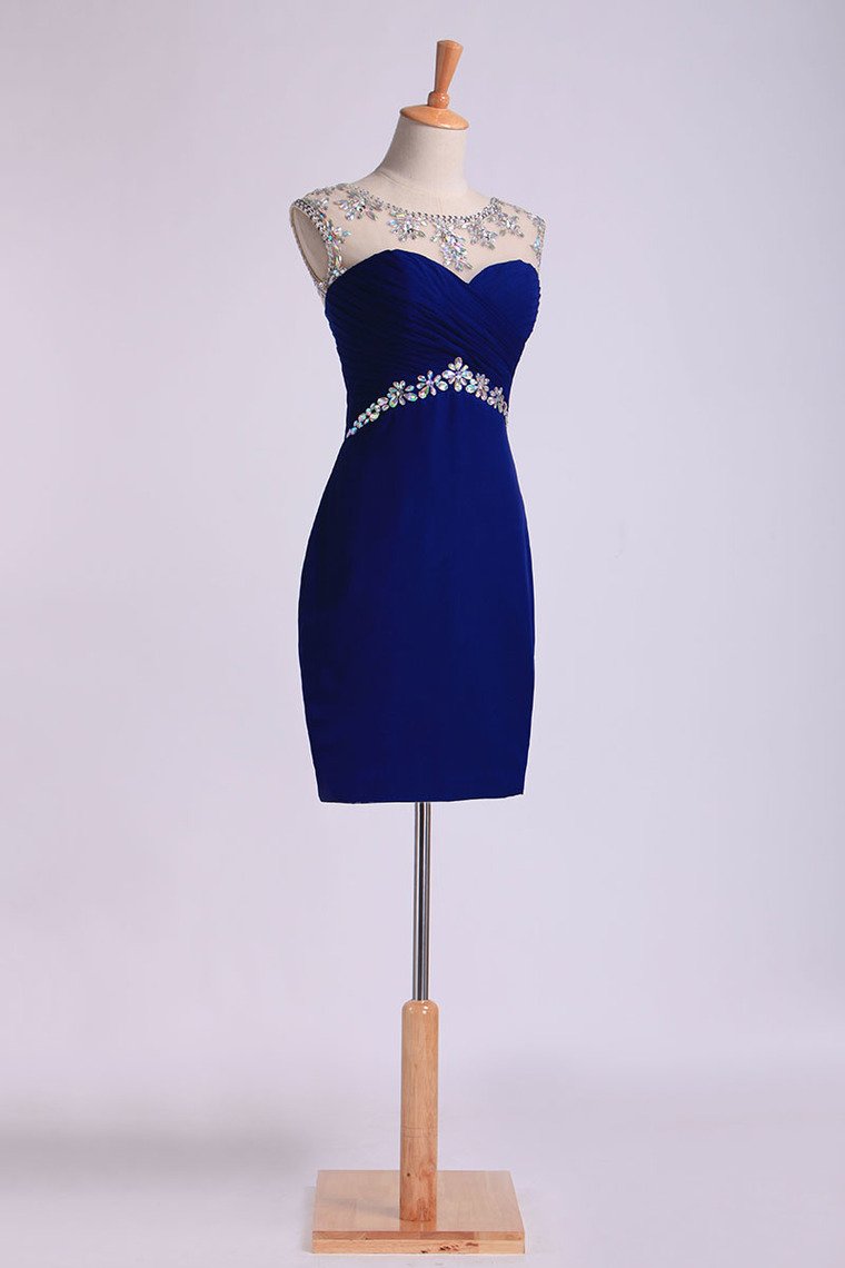 Sexy Sheath/Column Homecoming Dresses Scoop Short/Mini Open Back With Beads