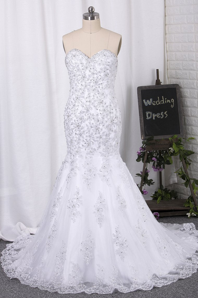 2024 Sweetheart Mermaid/Trumpet Wedding Dresses Court Train With Beads