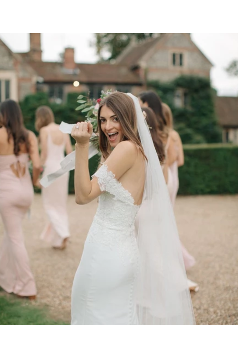 Sweetheart Lace Mermaid Wedding Dress With Off Shoulder Neckline Chapel Train