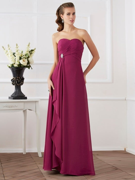 Sheath/Column Sweetheart Sleeveless Long Chiffon Dresses