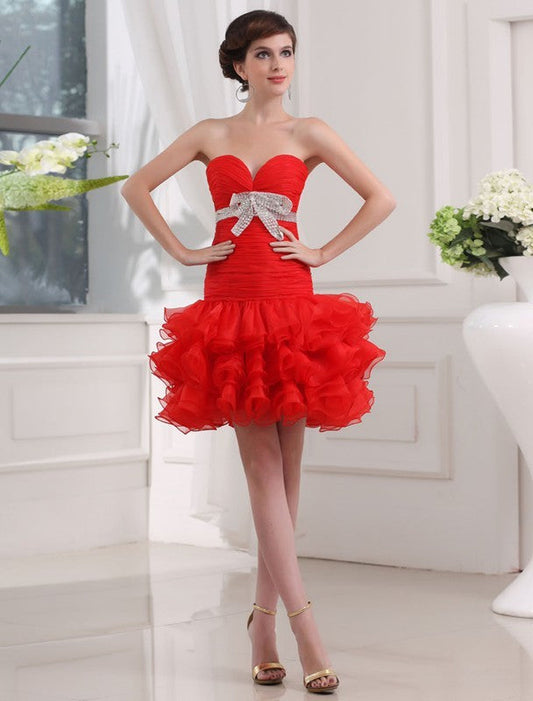 A-Line/Princess Beading Sweetheart Sleeveless Short Organza Cocktail Homecoming Dresses Lorelai Dresses